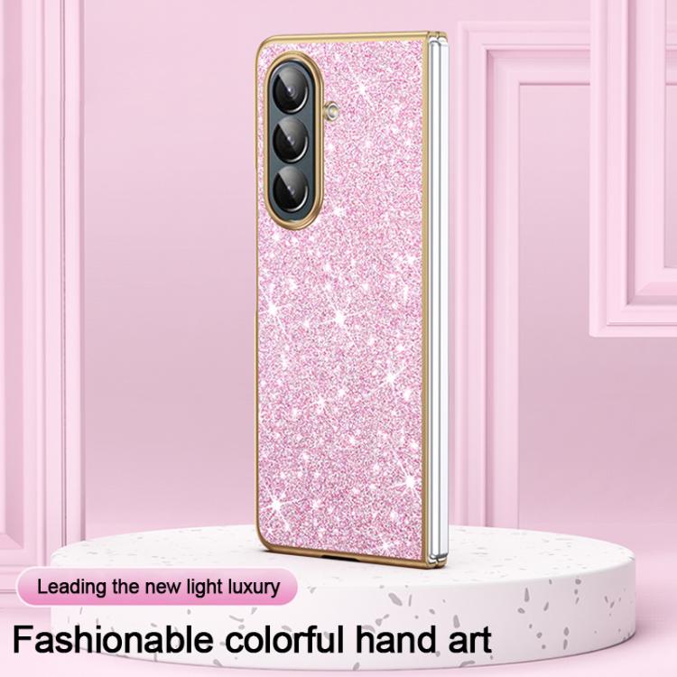 Custodia per telefono antiurto con effetto galvanizzato glitterato, For Galaxy Z Fold7 5G, For Galaxy Z Flip7 5G, For Galaxy Z Fold6 5G, For Galaxy Z Fold5 5G, For Galaxy Z Fold4 5G, For Galaxy Z Fold3 5G