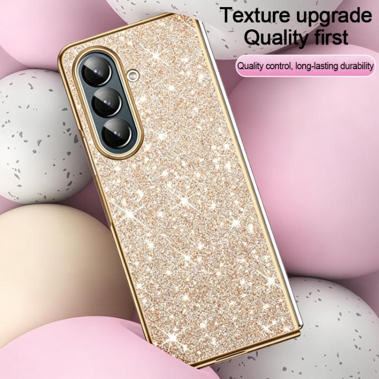 Custodia per telefono antiurto con effetto galvanizzato glitterato, For Galaxy Z Fold7 5G, For Galaxy Z Flip7 5G, For Galaxy Z Fold6 5G, For Galaxy Z Fold5 5G, For Galaxy Z Fold4 5G, For Galaxy Z Fold3 5G