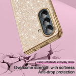 Custodia per telefono antiurto con effetto galvanizzato glitterato, For Galaxy Z Fold7 5G, For Galaxy Z Flip7 5G, For Galaxy Z Fold6 5G, For Galaxy Z Fold5 5G, For Galaxy Z Fold4 5G, For Galaxy Z Fold3 5G