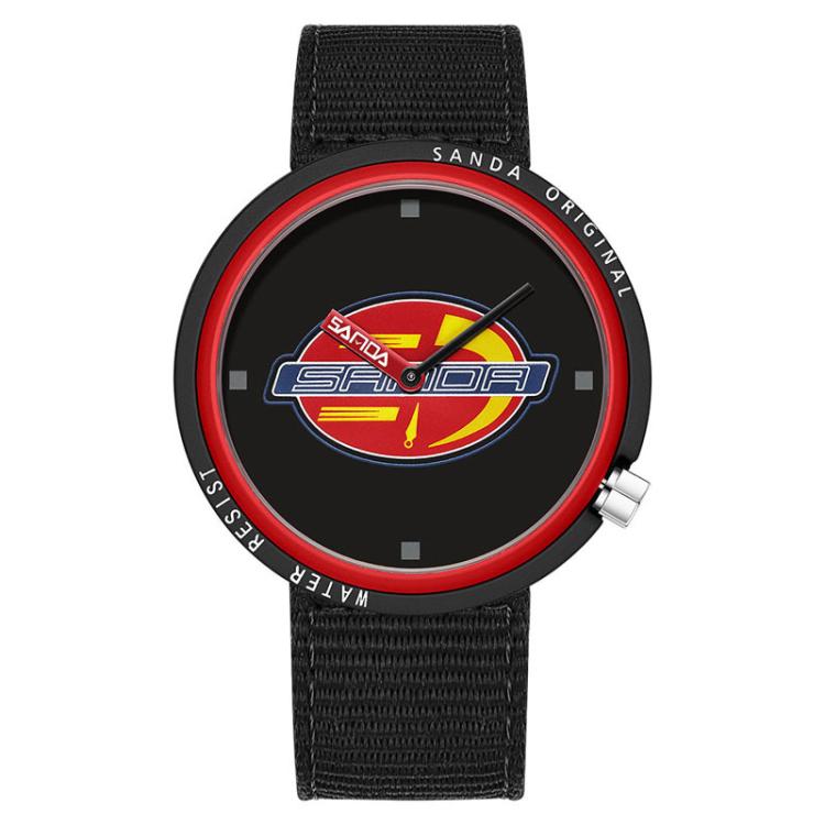 Orologio SANDA 3202 Slim Silent impermeabile fino a 3 ATM con cinturino in nylon, ideale per studenti.