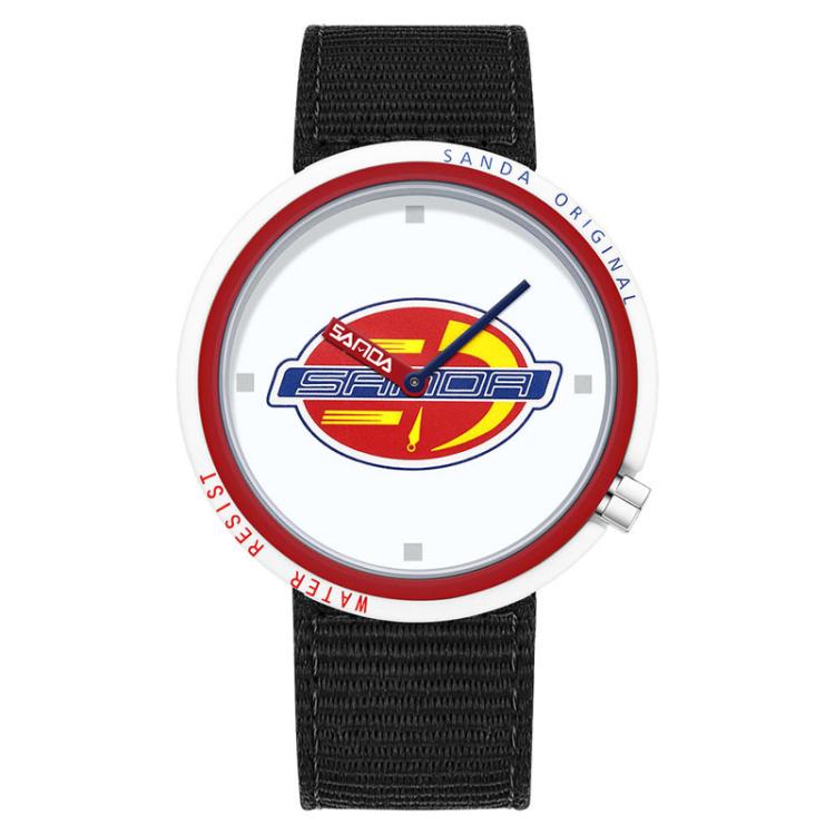 Orologio SANDA 3202 Slim Silent impermeabile fino a 3 ATM con cinturino in nylon, ideale per studenti.