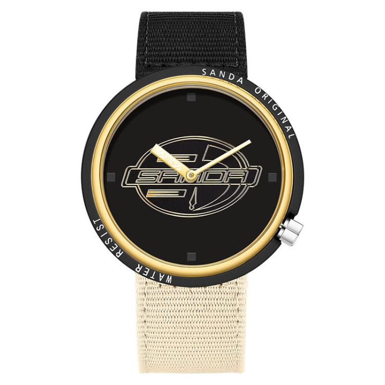 Orologio SANDA 3202 Slim Silent impermeabile fino a 3 ATM con cinturino in nylon, ideale per studenti.