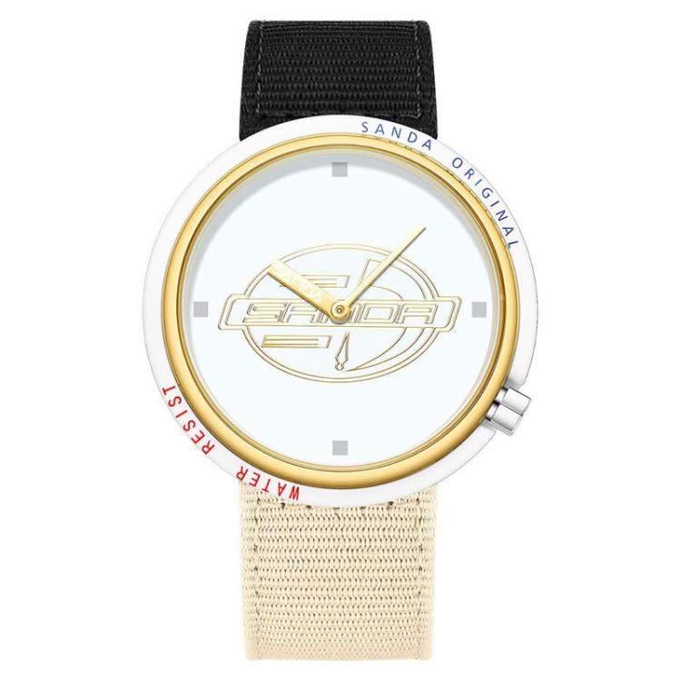 Orologio SANDA 3202 Slim Silent impermeabile fino a 3 ATM con cinturino in nylon, ideale per studenti.