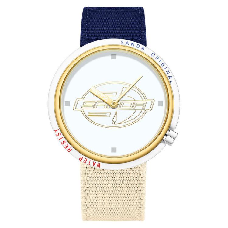Orologio SANDA 3202 Slim Silent impermeabile fino a 3 ATM con cinturino in nylon, ideale per studenti.
