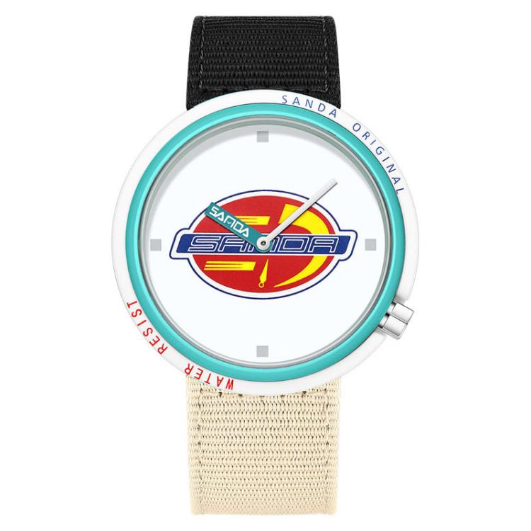 Orologio SANDA 3202 Slim Silent impermeabile fino a 3 ATM con cinturino in nylon, ideale per studenti.