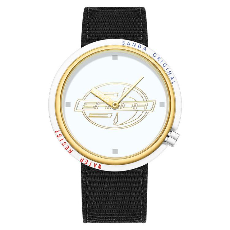 Orologio SANDA 3202 Slim Silent impermeabile fino a 3 ATM con cinturino in nylon, ideale per studenti.