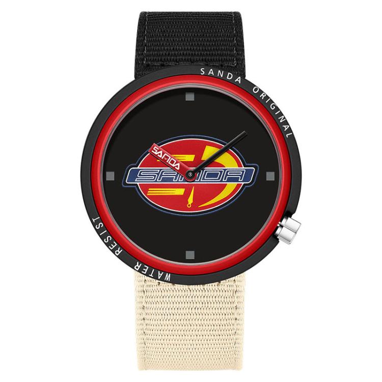 Orologio SANDA 3202 Slim Silent impermeabile fino a 3 ATM con cinturino in nylon, ideale per studenti.