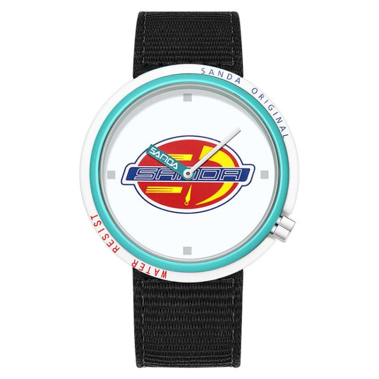 Orologio SANDA 3202 Slim Silent impermeabile fino a 3 ATM con cinturino in nylon, ideale per studenti.