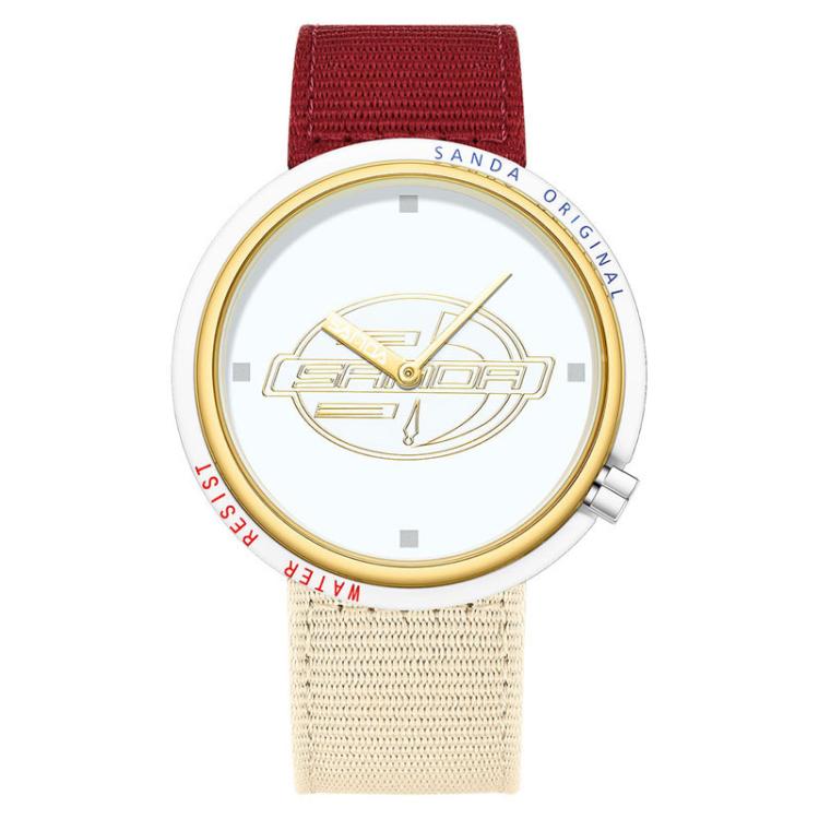 Orologio SANDA 3202 Slim Silent impermeabile fino a 3 ATM con cinturino in nylon, ideale per studenti.