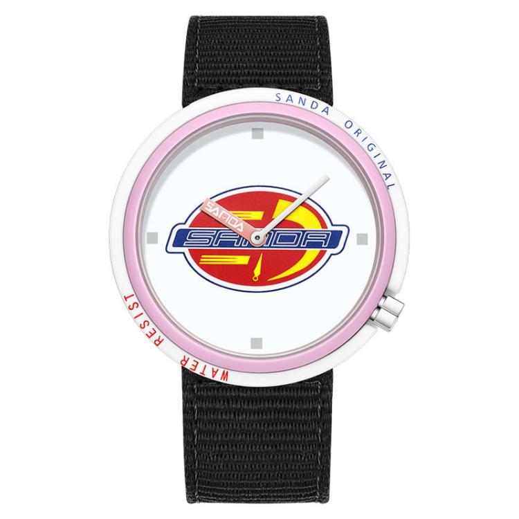Orologio SANDA 3202 Slim Silent impermeabile fino a 3 ATM con cinturino in nylon, ideale per studenti.