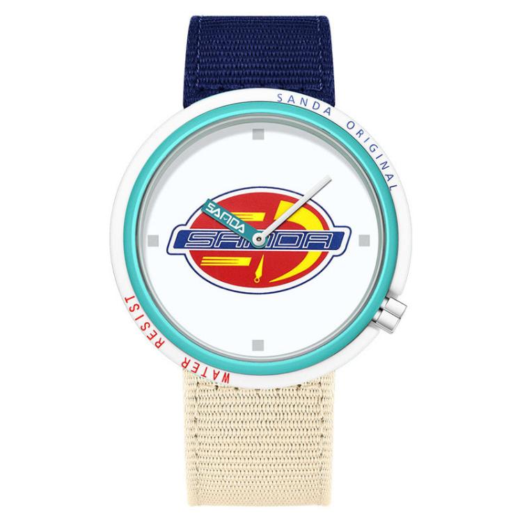 Orologio SANDA 3202 Slim Silent impermeabile fino a 3 ATM con cinturino in nylon, ideale per studenti.