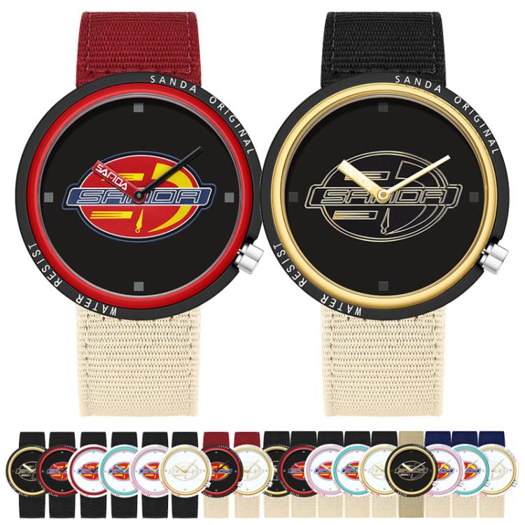Orologio SANDA 3202 Slim Silent impermeabile fino a 3 ATM con cinturino in nylon, ideale per studenti.