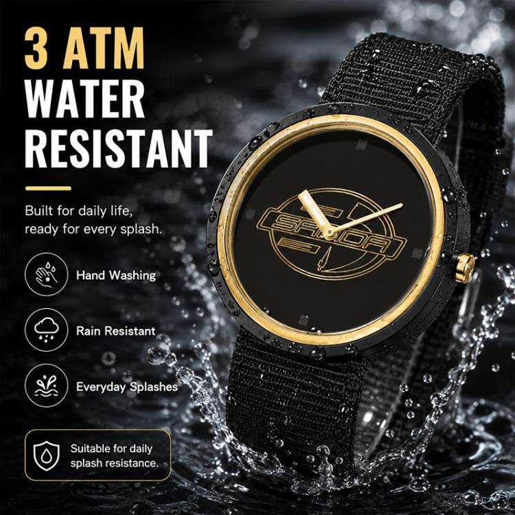 Orologio SANDA 3202 Slim Silent impermeabile fino a 3 ATM con cinturino in nylon, ideale per studenti.
