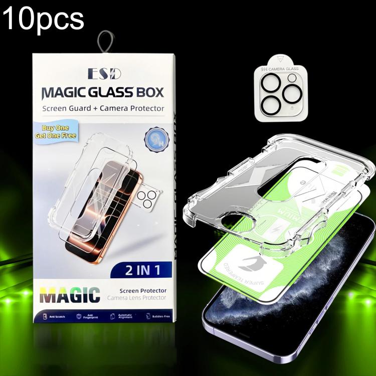 10 pezzi Pellicola in vetro temperato HD curva 5D facile da installare, antipolvere, con lente, For iPhone 11 Pro, For iPhone X / XS, For iPhone XR, For iPhone XS Max