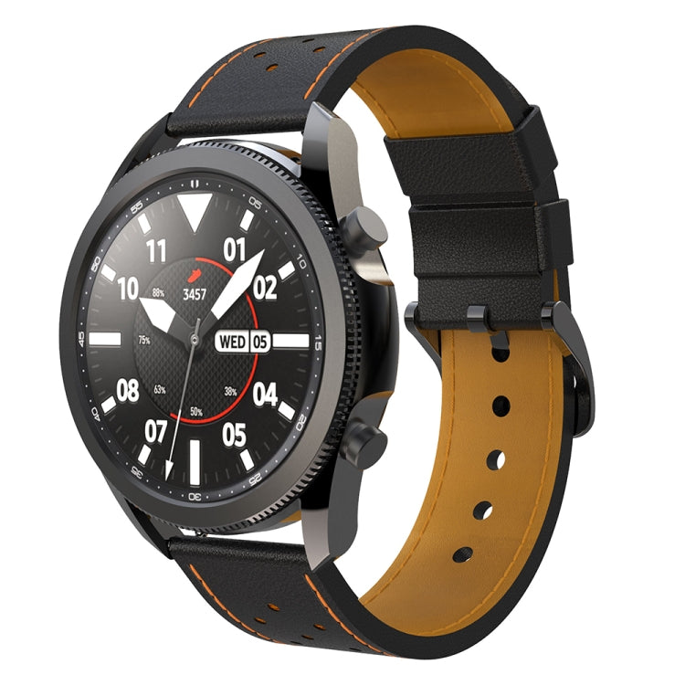 Per Samsung Galaxy Watch 3 Cinturino di ricambio per cinturino di ricambio in vera pelle con foro rotondo da 45 mm