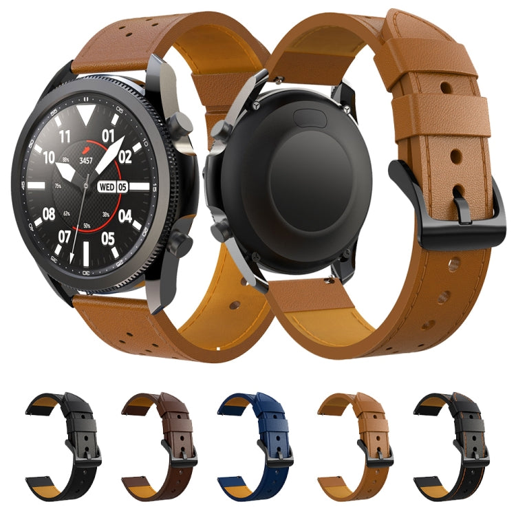 Per Samsung Galaxy Watch 3 Cinturino di ricambio per cinturino di ricambio in vera pelle con foro rotondo da 45 mm