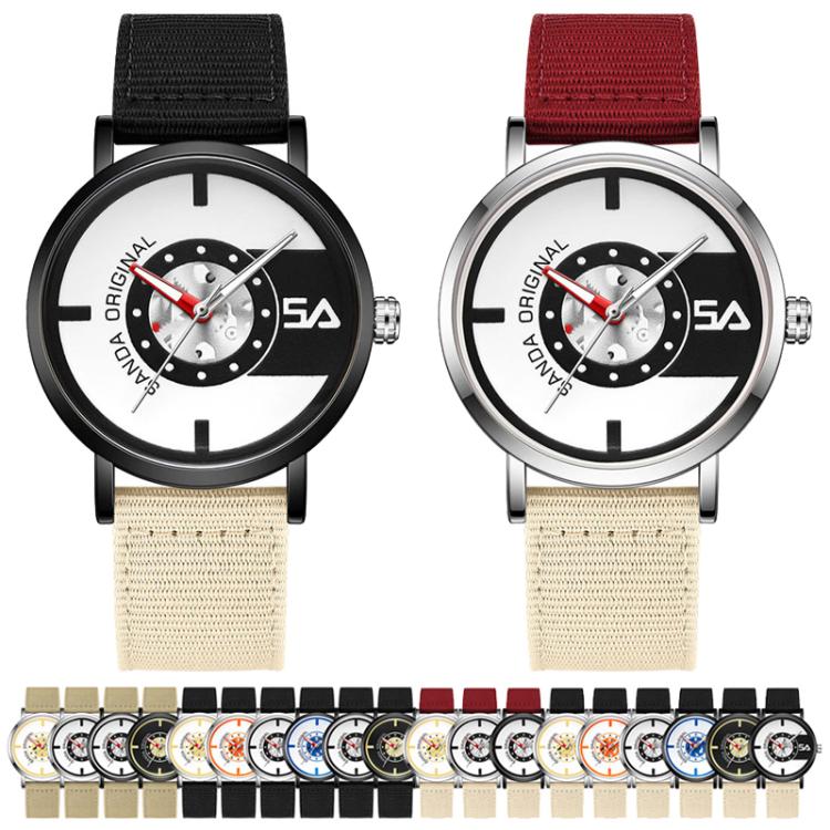 Orologio da studente SANDA 3217 stile preppy, impermeabile fino a 5 ATM, con cinturino in nylon.