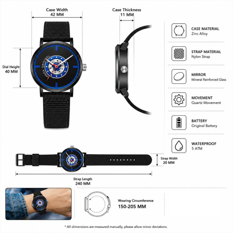 Orologio da studente SANDA 3217 stile preppy, impermeabile fino a 5 ATM, con cinturino in nylon.
