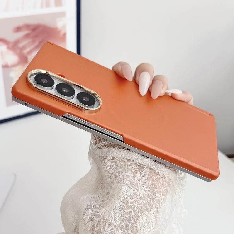 Custodia per telefono in PC con doppio magnete centrale, protezione per la cornice dell'obiettivo, sensazione al tatto simile alla pelle, asse centrale., For Galaxy Z Fold7 5G, For Galaxy Z Fold6, For Galaxy Z Fold5