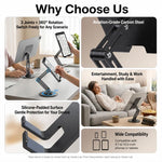 Supporto da tavolo pieghevole Yesido C302 con rotazione a 360 gradi e 3 assi per tablet e smartphone., C302