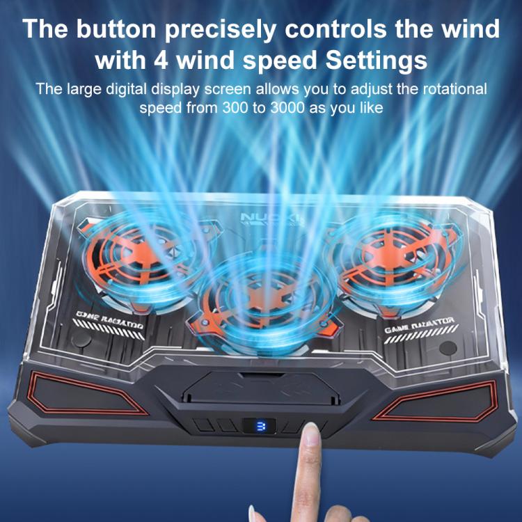 NUOXI C500 Triple Fan Transparent Colorful Panel Laptop Cooler with Four-Speed ??Fan Adjustment