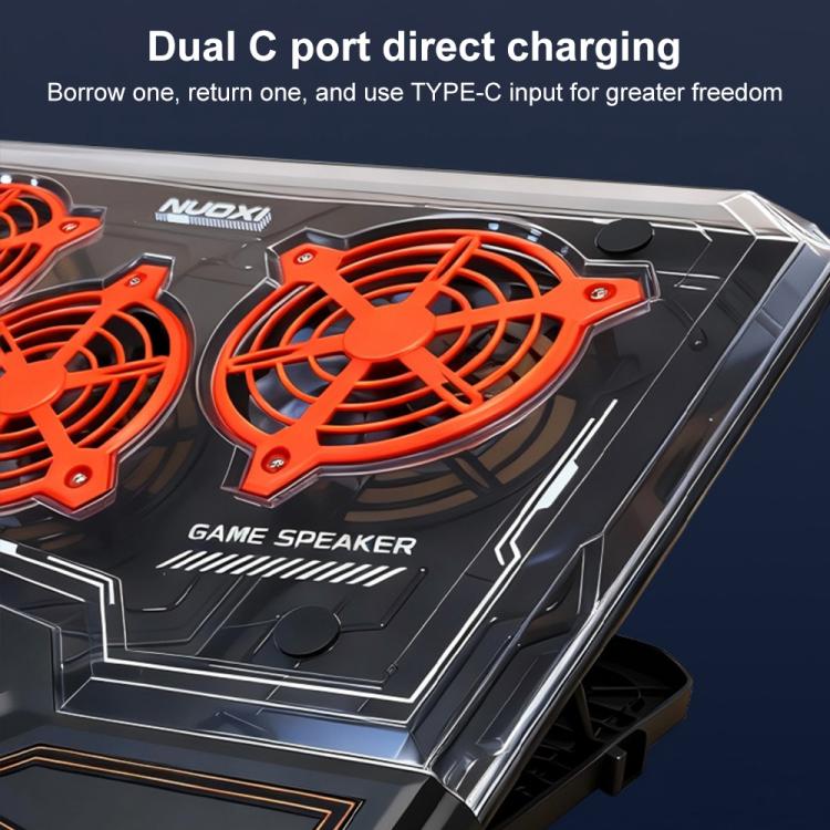 NUOXI C500 Triple Fan Transparent Colorful Panel Laptop Cooler with Four-Speed ??Fan Adjustment