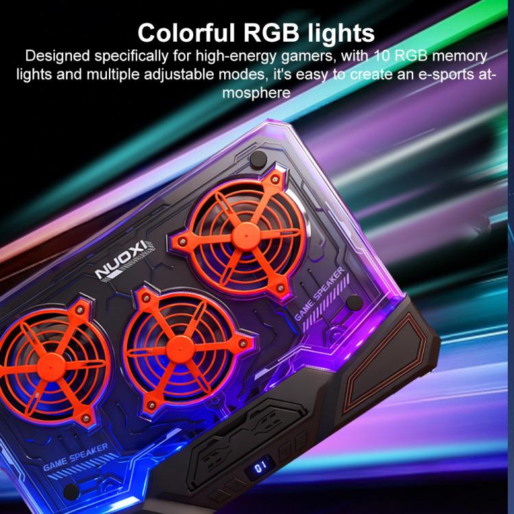 NUOXI C500 Triple Fan Transparent Colorful Panel Laptop Cooler with Four-Speed ??Fan Adjustment
