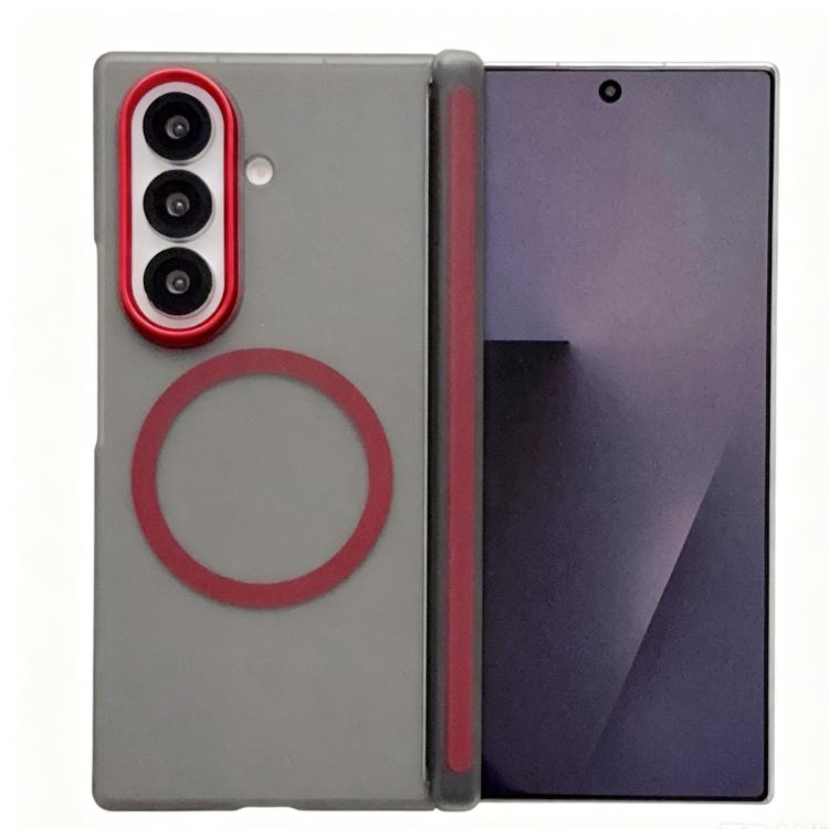 Custodia magnetica satinata per telefono con protezione per obiettivo e cornice, For Galaxy Z Fold6, For Galaxy Z Fold5