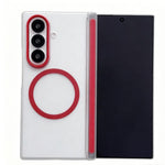Custodia magnetica satinata per telefono con protezione per obiettivo e cornice, For Galaxy Z Fold6, For Galaxy Z Fold5