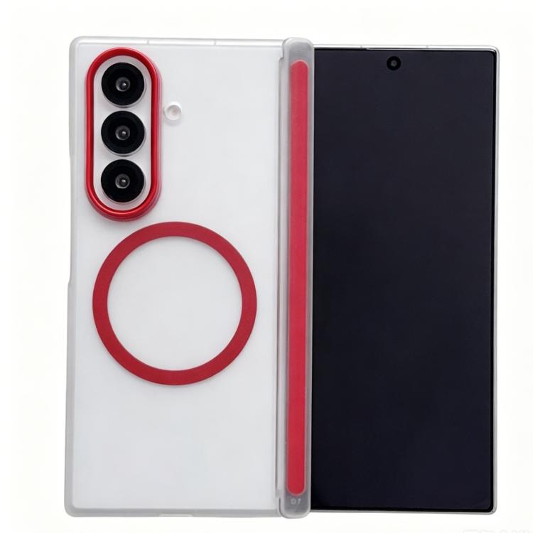 Custodia magnetica satinata per telefono con protezione per obiettivo e cornice, For Galaxy Z Fold6, For Galaxy Z Fold5