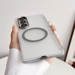 Custodia magnetica satinata per telefono con protezione per obiettivo e cornice, For Galaxy Z Fold6, For Galaxy Z Fold5