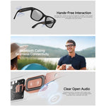 Occhiali intelligenti HD5 Ultra con doppia lente e intelligenza artificiale per la traduzione automatica, dotati di fotocamera HD da 8 MP, registrazione video, trasmissione Wi-Fi e assistente vocale AI.
