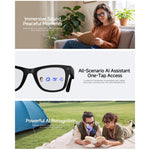 Occhiali intelligenti HD5 Ultra con doppia lente e intelligenza artificiale per la traduzione automatica, dotati di fotocamera HD da 8 MP, registrazione video, trasmissione Wi-Fi e assistente vocale AI.