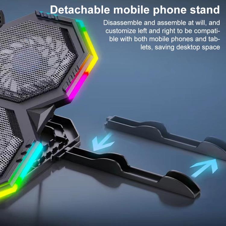 NUOXI F32 6-Level Height Adjustable RGB Laptop Cooler, With Semiconductor Cooling, Without Semiconductor Cooling