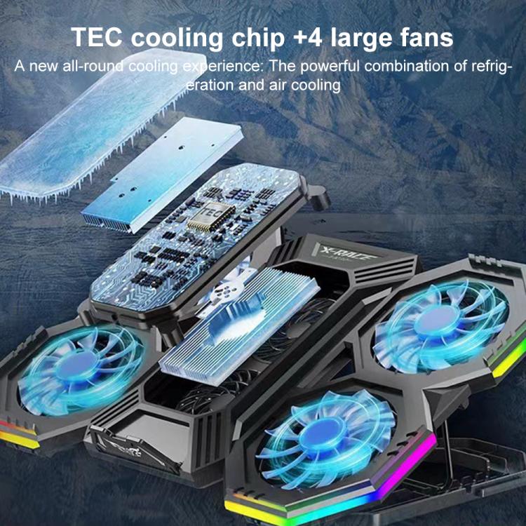 NUOXI F32 6-Level Height Adjustable RGB Laptop Cooler, With Semiconductor Cooling, Without Semiconductor Cooling