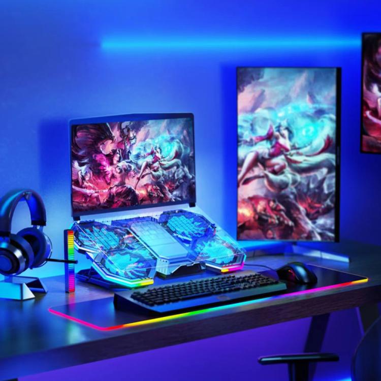 NUOXI F32 6-Level Height Adjustable RGB Laptop Cooler, With Semiconductor Cooling, Without Semiconductor Cooling