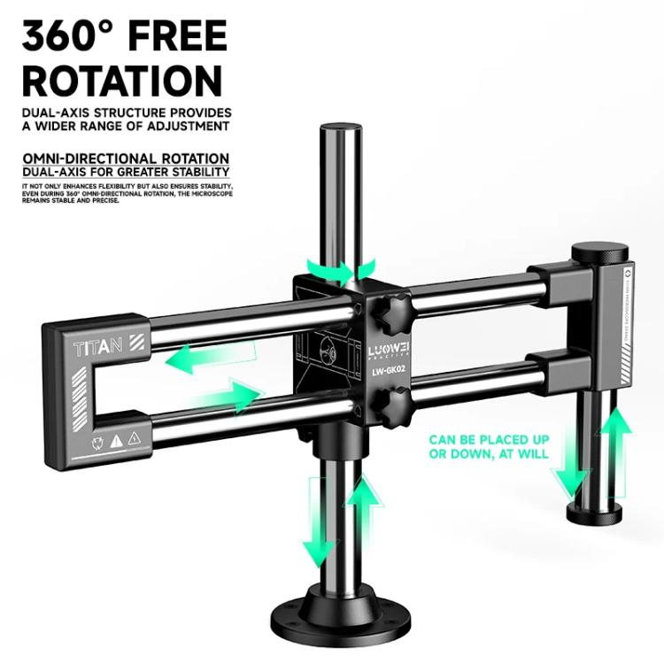 Supporto universale doppio asse per microscopio con rotazione 360
