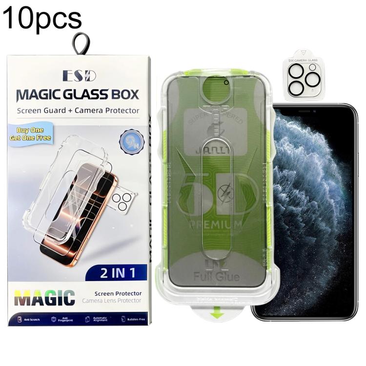 10 pezzi Pellicola protettiva in vetro temperato 5D curva, facile da installare, antipolvere, per la privacy, con lente inclusa, For iPhone 11 Pro, For iPhone X / XS, For iPhone XR, For iPhone XS Max