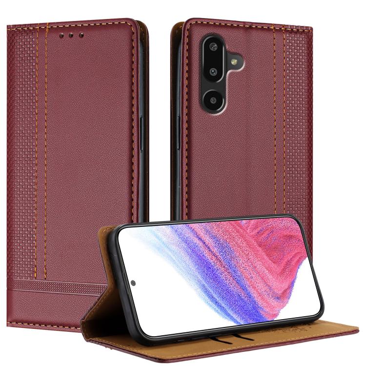 Custodia per telefono in ecopelle vegana antigraffio con design a cuciture., For Galaxy F16 5G, For Galaxy F06 5G