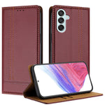 Custodia per telefono in ecopelle vegana antigraffio con design a cuciture., For Galaxy Xcover7 Pro, For Galaxy M55, For Galaxy M15
