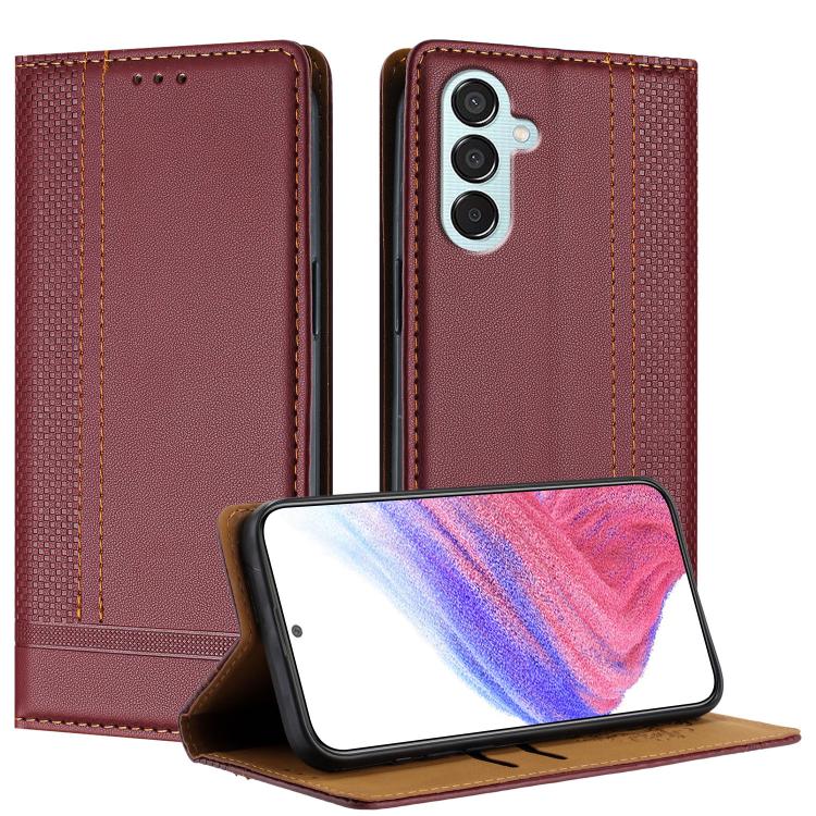 Custodia per telefono in ecopelle vegana antigraffio con design a cuciture., For Galaxy Xcover7 Pro, For Galaxy M55, For Galaxy M15