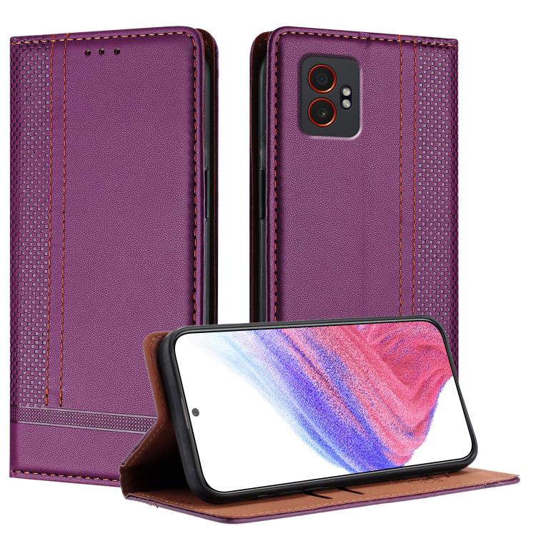 Custodia per telefono in ecopelle vegana antigraffio con design a cuciture., For Galaxy Xcover7 Pro, For Galaxy M55, For Galaxy M15