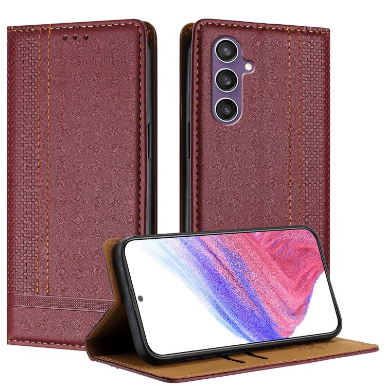 Custodia per telefono in ecopelle vegana antigraffio con design a cuciture., For Galaxy S24 5G, For Galaxy S23 FE 5G, For Galaxy S23 Ultra 5G