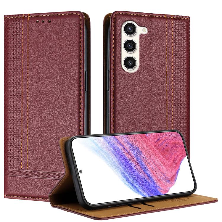 Custodia per telefono in ecopelle vegana antigraffio con design a cuciture., For Galaxy S23+ 5G, For Galaxy S23 5G