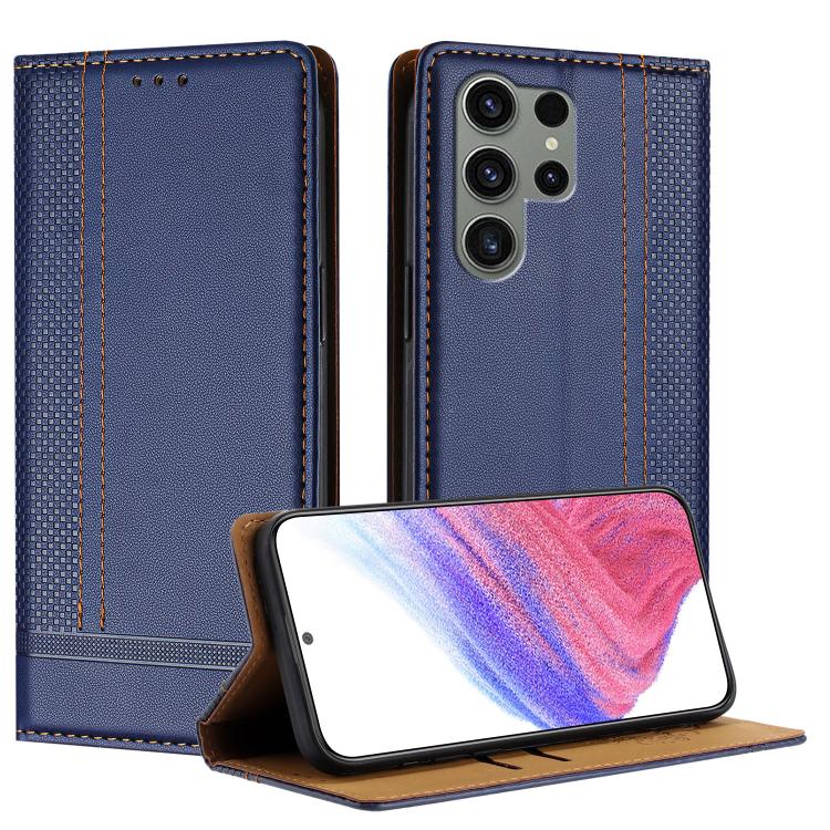 Custodia per telefono in ecopelle vegana antigraffio con design a cuciture., For Galaxy S24 5G, For Galaxy S23 FE 5G, For Galaxy S23 Ultra 5G