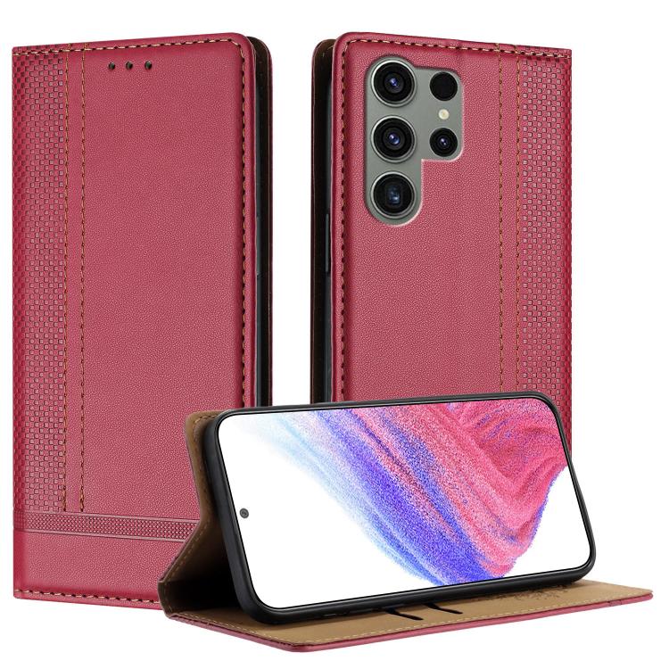 Custodia per telefono in ecopelle vegana antigraffio con design a cuciture., For Galaxy S24 5G, For Galaxy S23 FE 5G, For Galaxy S23 Ultra 5G