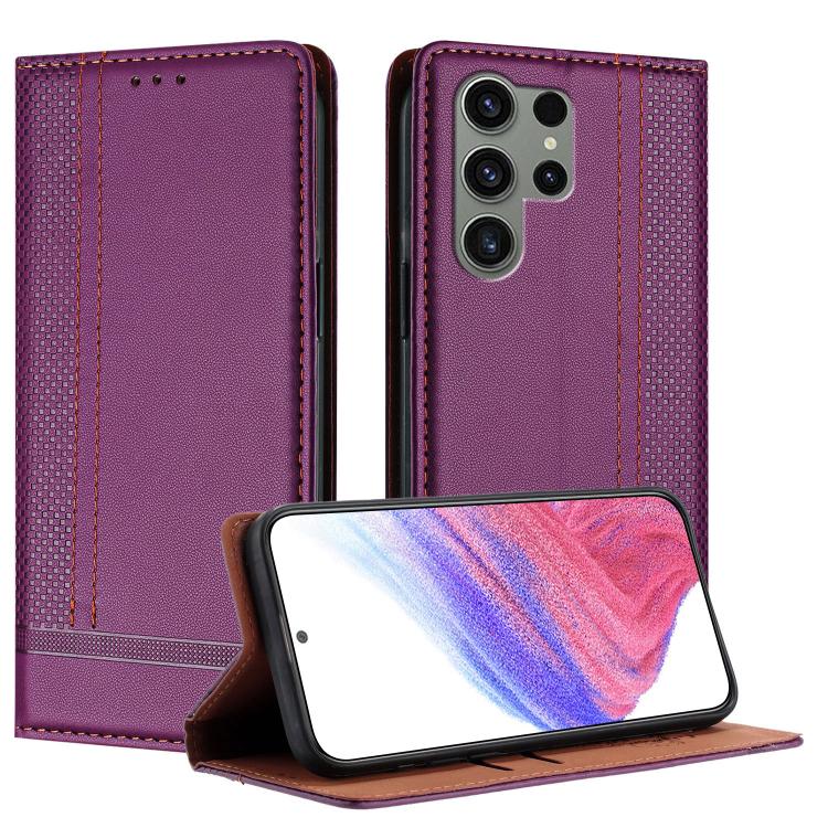 Custodia per telefono in ecopelle vegana antigraffio con design a cuciture., For Galaxy S24 5G, For Galaxy S23 FE 5G, For Galaxy S23 Ultra 5G