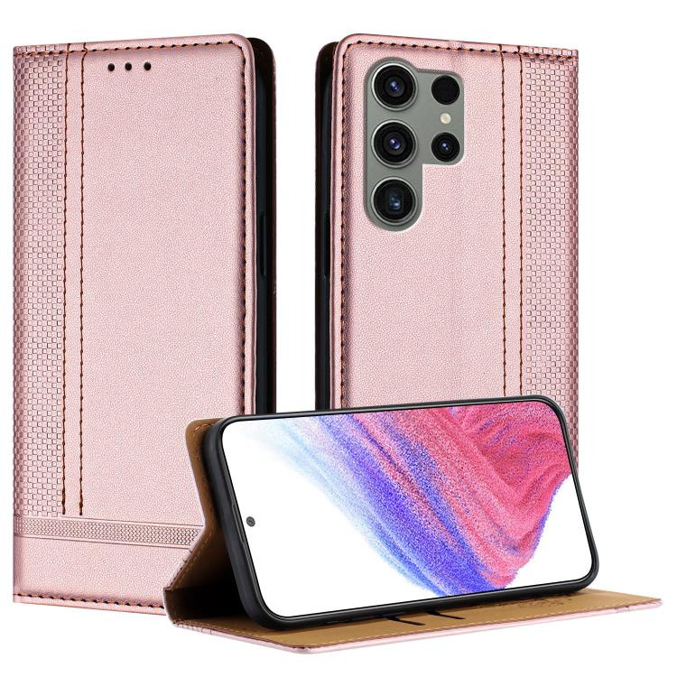 Custodia per telefono in ecopelle vegana antigraffio con design a cuciture., For Galaxy S24 5G, For Galaxy S23 FE 5G, For Galaxy S23 Ultra 5G