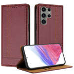 Custodia per telefono in ecopelle vegana antigraffio con design a cuciture., For Galaxy S24 5G, For Galaxy S23 FE 5G, For Galaxy S23 Ultra 5G