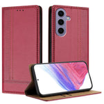 Custodia per telefono in ecopelle vegana antigraffio con design a cuciture., For Galaxy S24 5G, For Galaxy S23 FE 5G, For Galaxy S23 Ultra 5G
